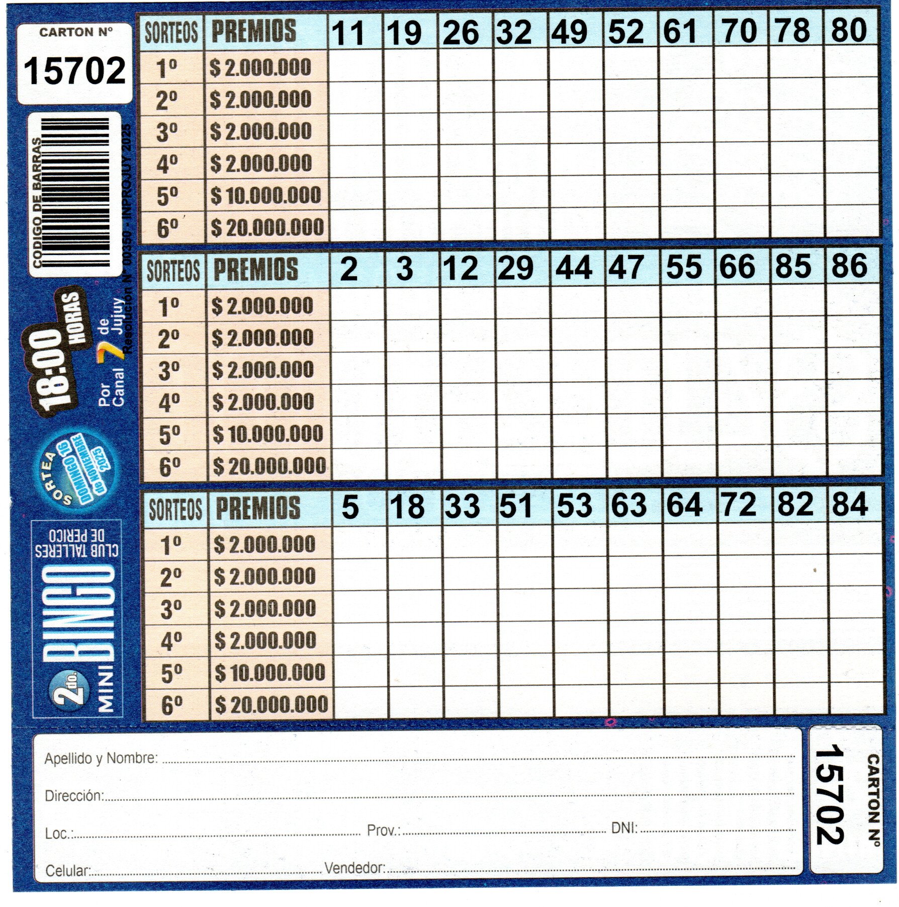 4 MINI Bingo TALLERES - Cartón 15702 - Image 2