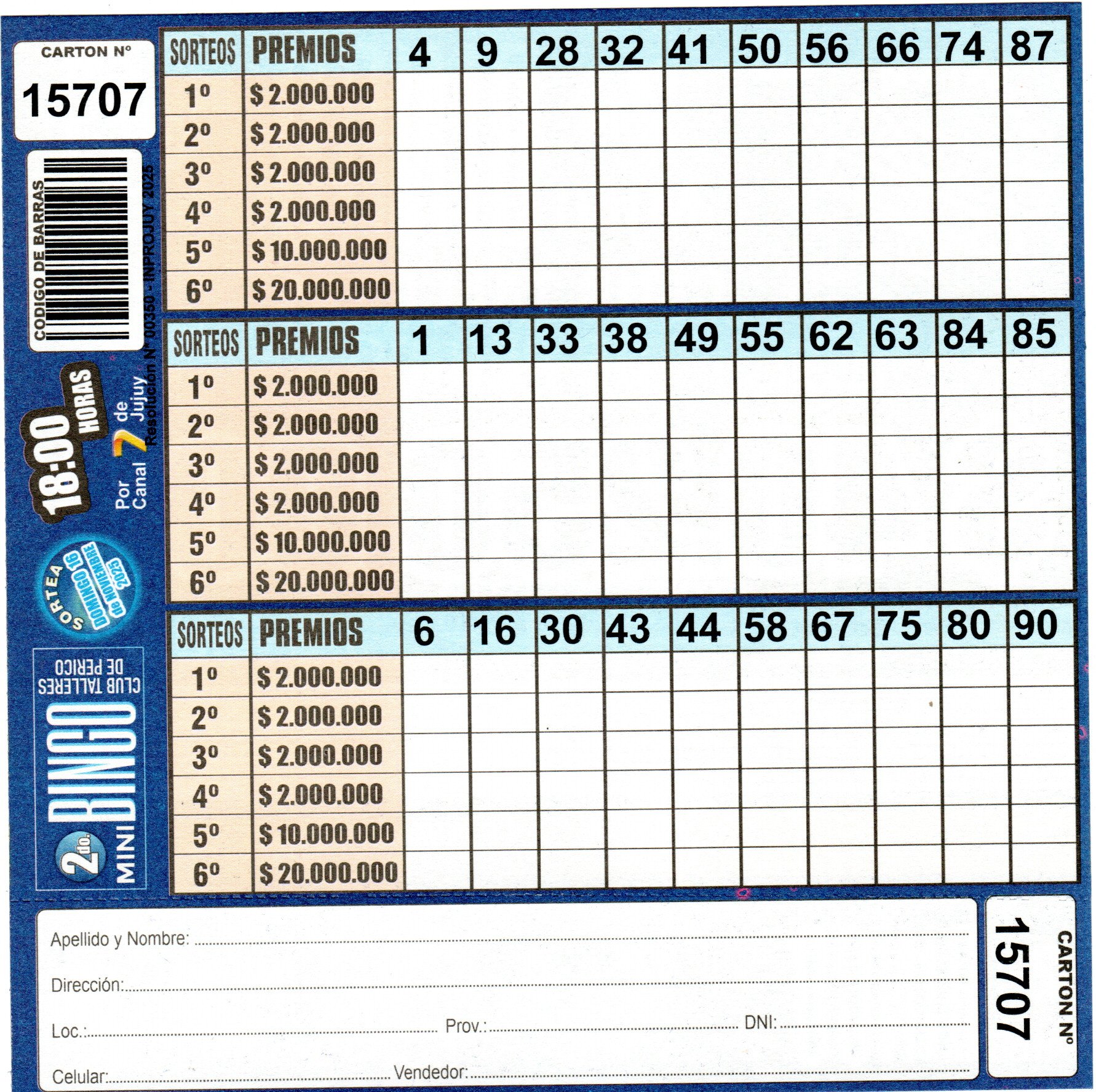 4 MINI Bingo TALLERES - Cartón 15707 - Image 2