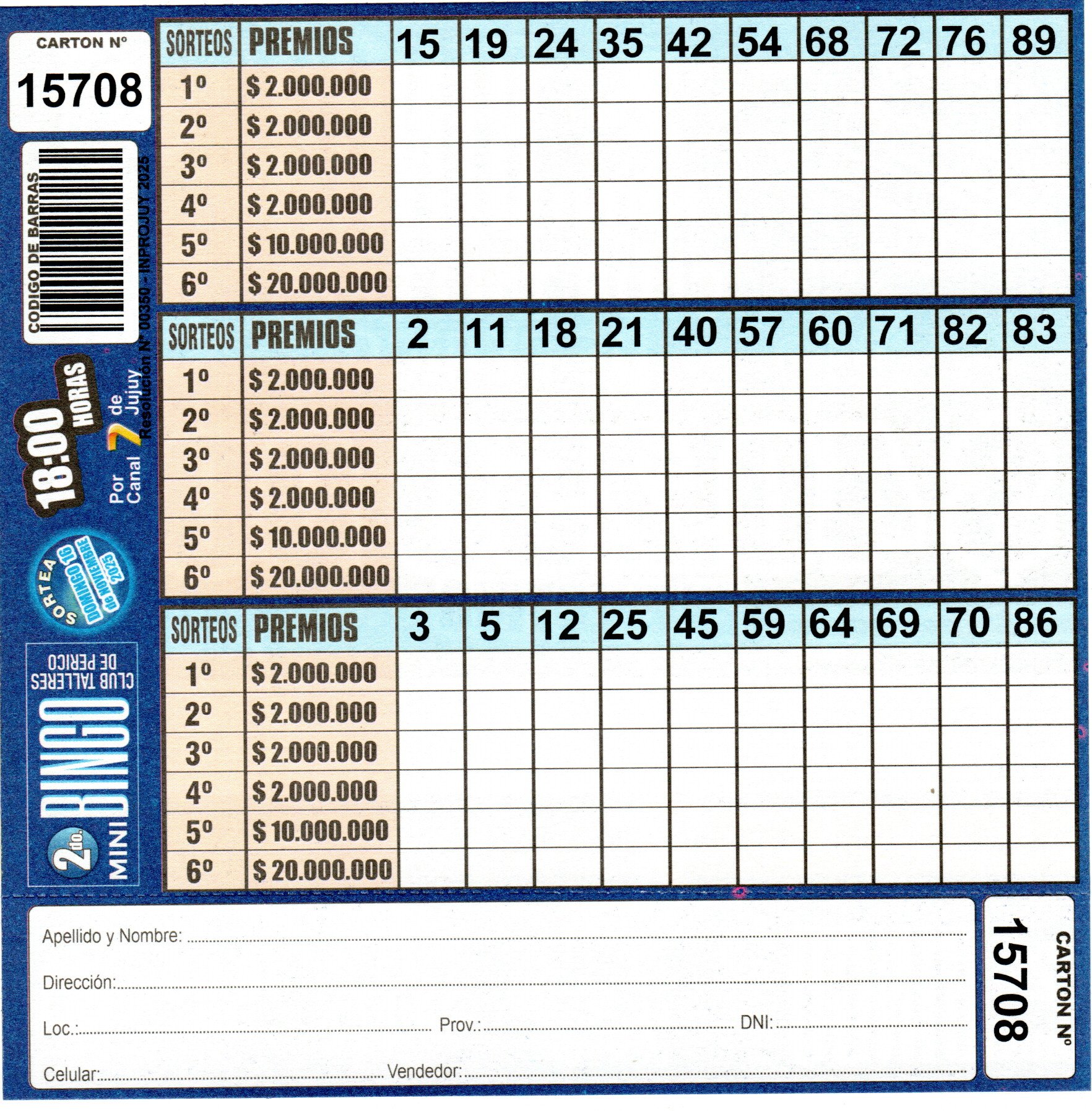 4 MINI Bingo TALLERES - Cartón 15708 - Image 2