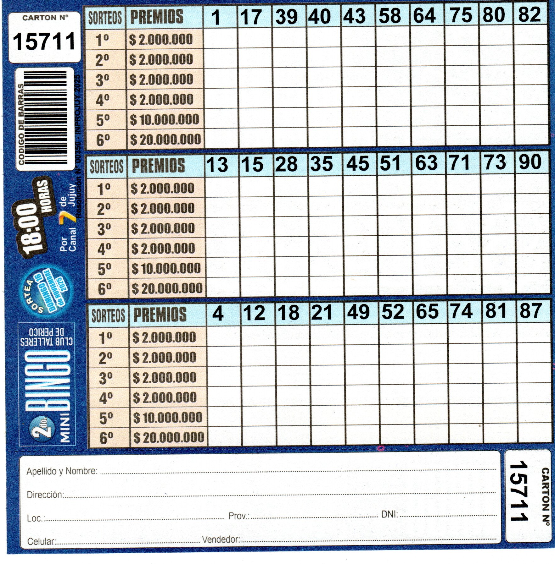 4 MINI Bingo TALLERES - Cartón 15711 - Image 2