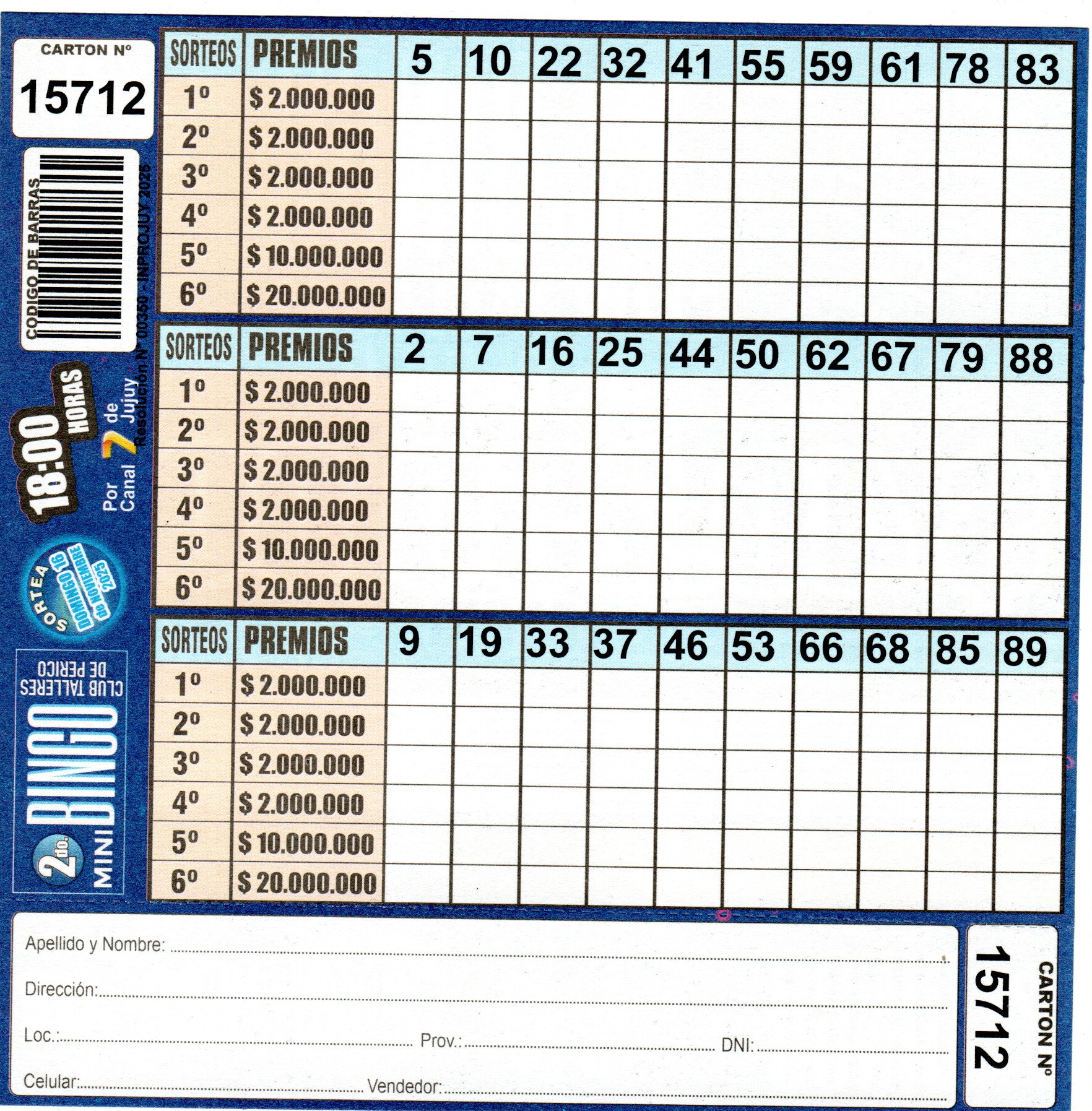 4 MINI Bingo TALLERES - Cartón 15712 - Image 2