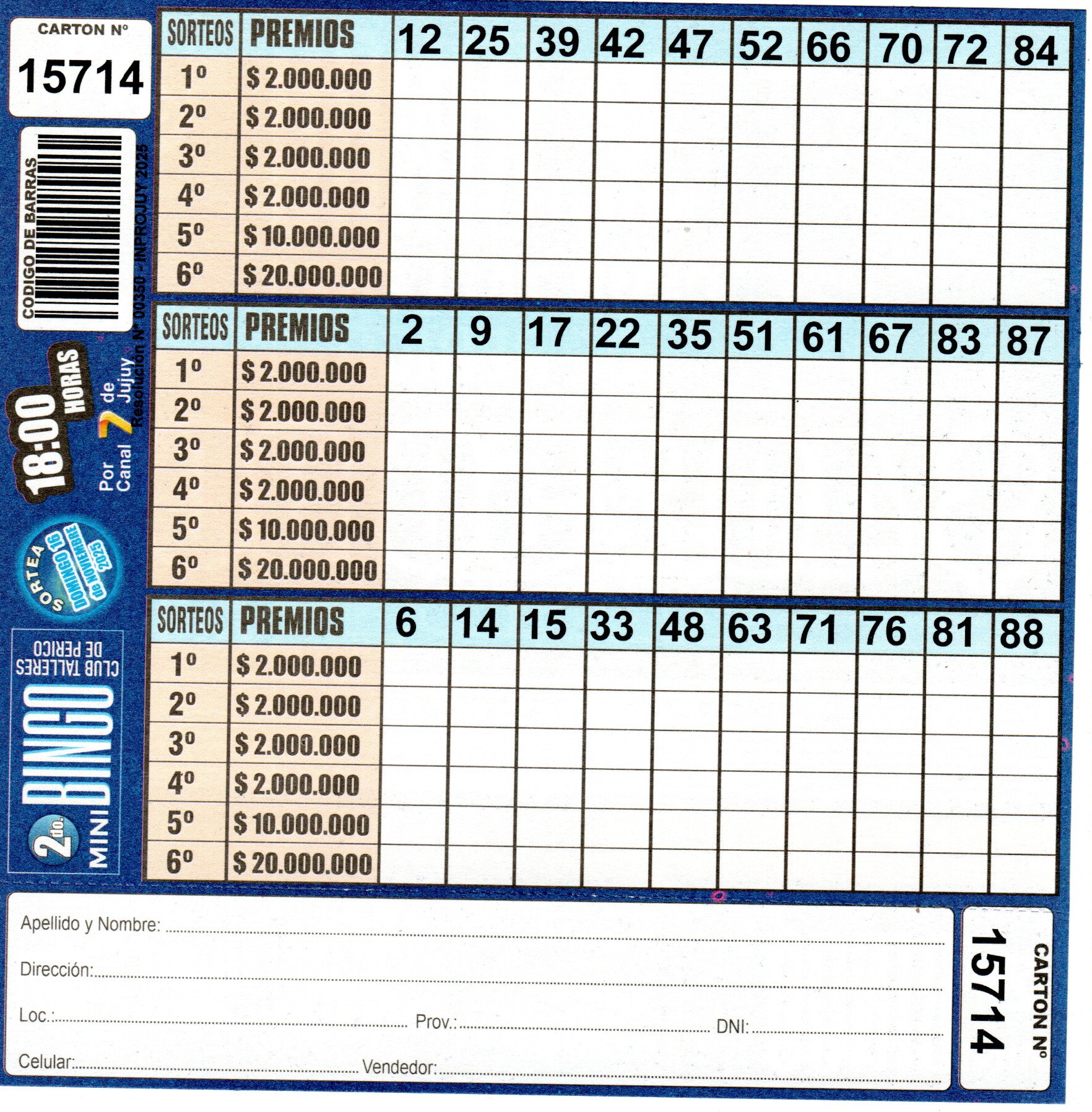 4 MINI Bingo TALLERES - Cartón 15714 - Image 2