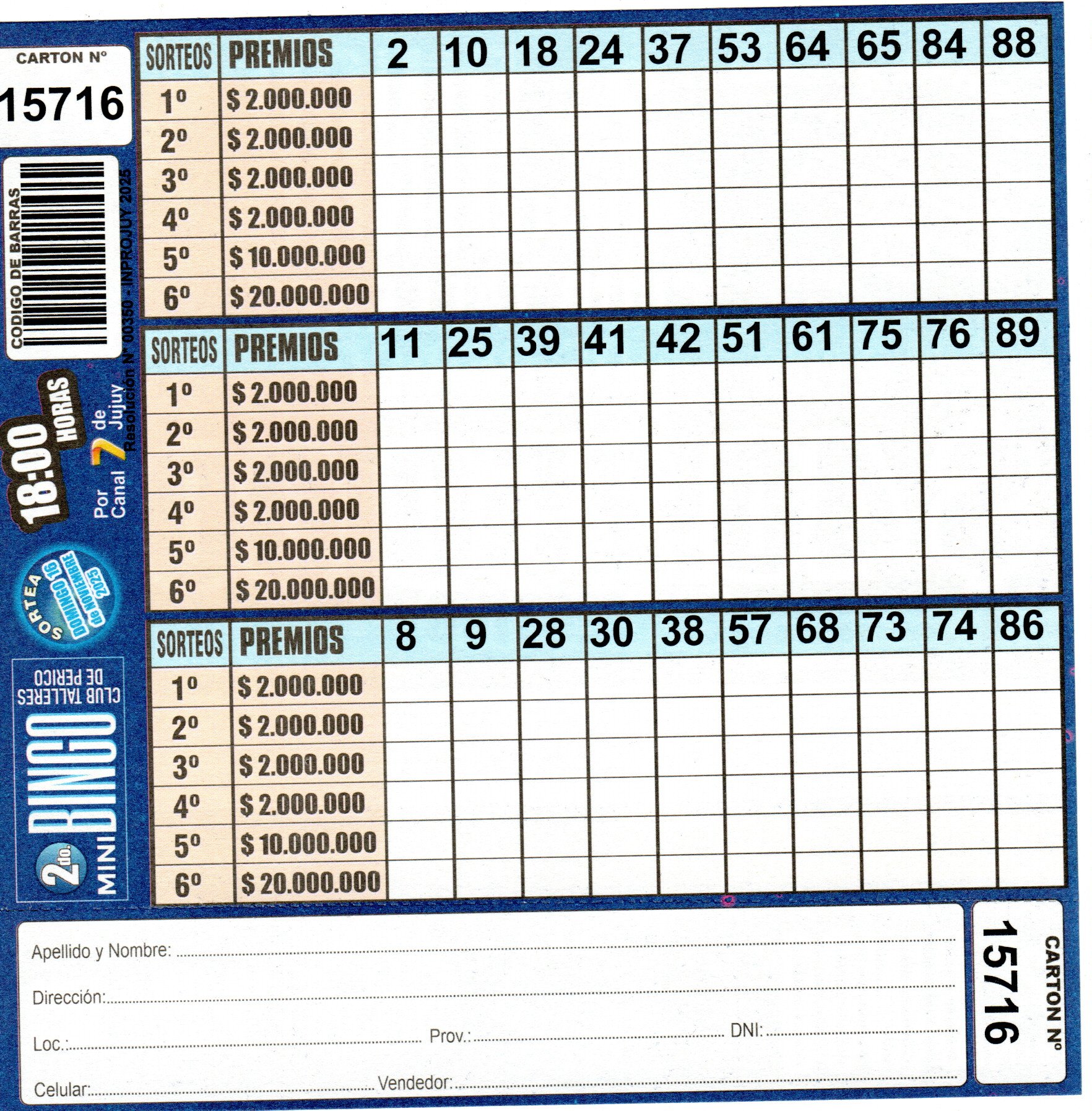 4 MINI Bingo TALLERES - Cartón 15716 - Image 2