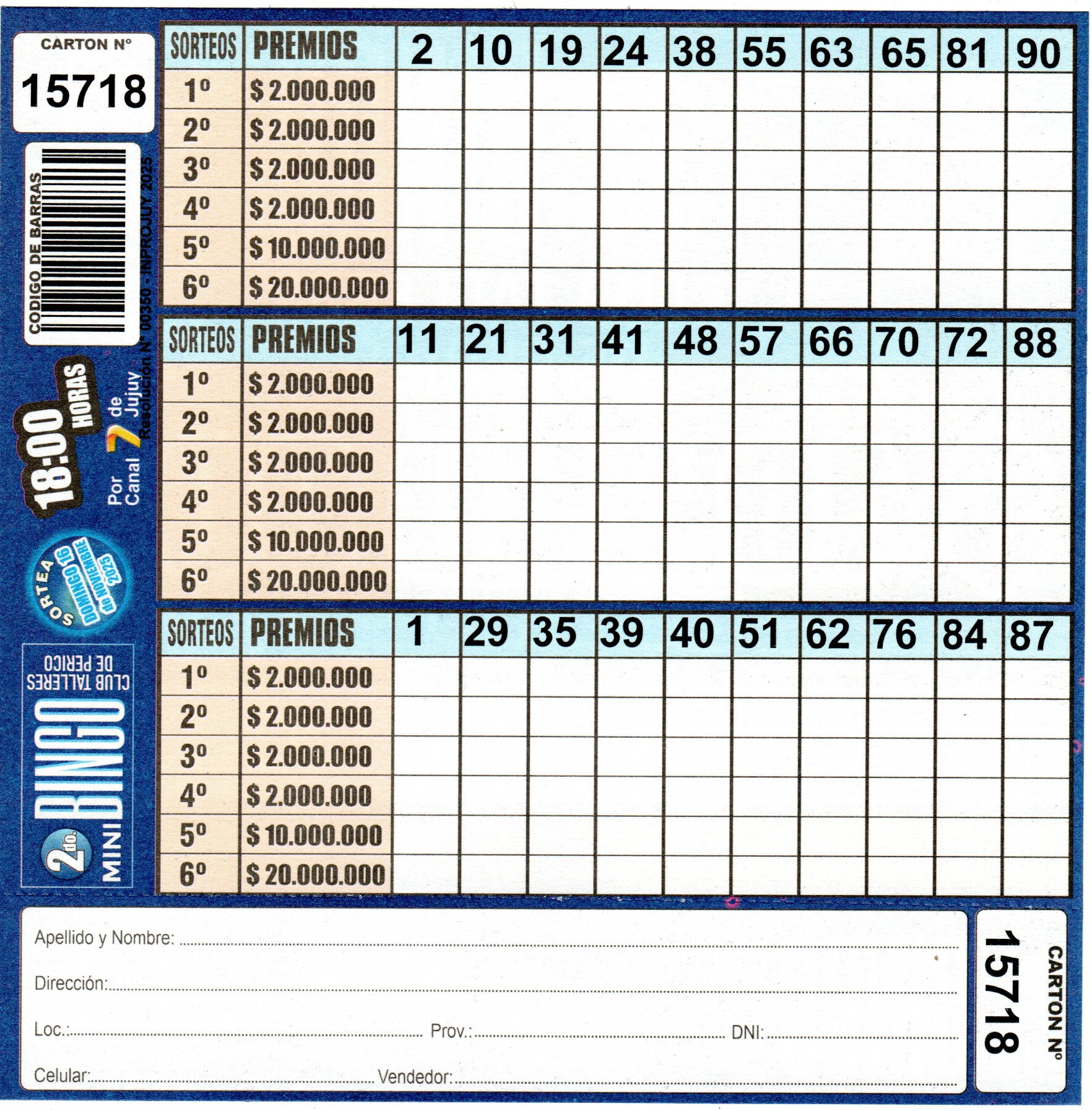 4 MINI Bingo TALLERES - Cartón 15718 - Image 2