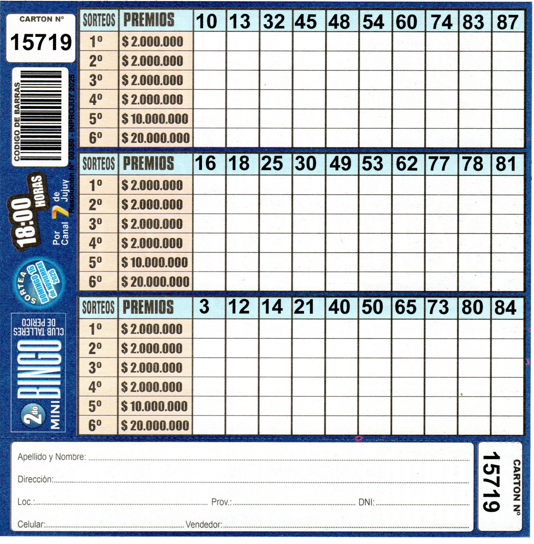 4 MINI Bingo TALLERES - Cartón 15719 - Image 2