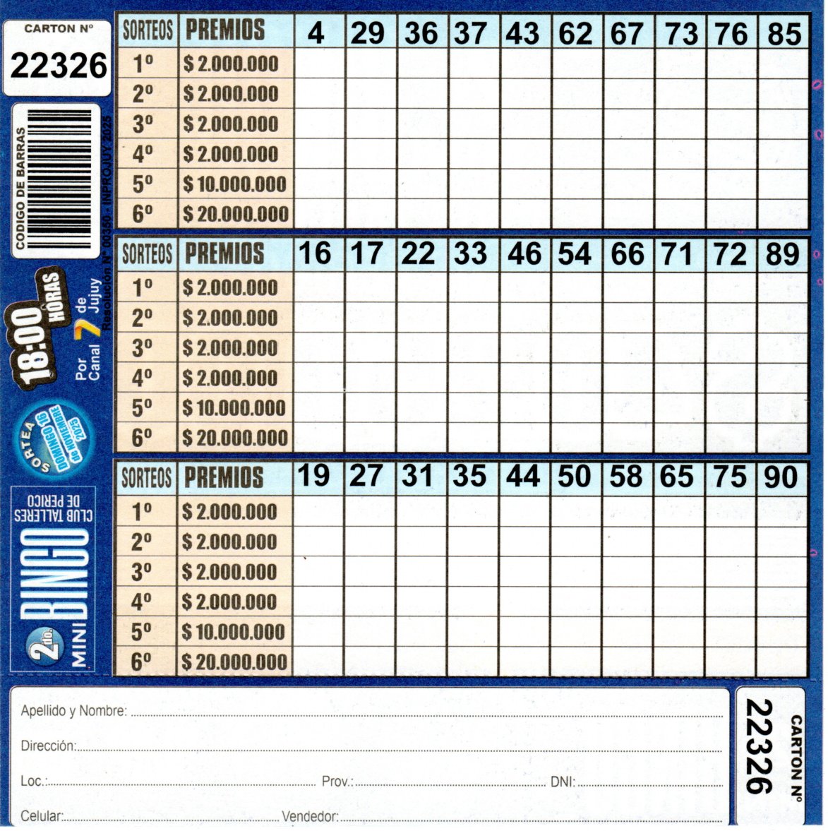 4 MINI Bingo TALLERES - Cartón 22326 - Image 2