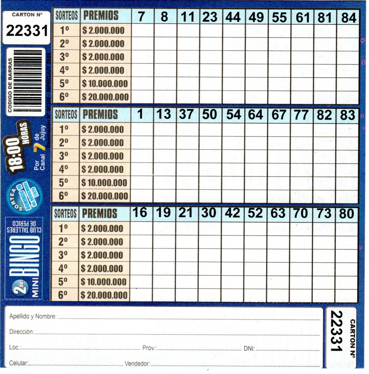 4 MINI Bingo TALLERES - Cartón 22331 - Image 2