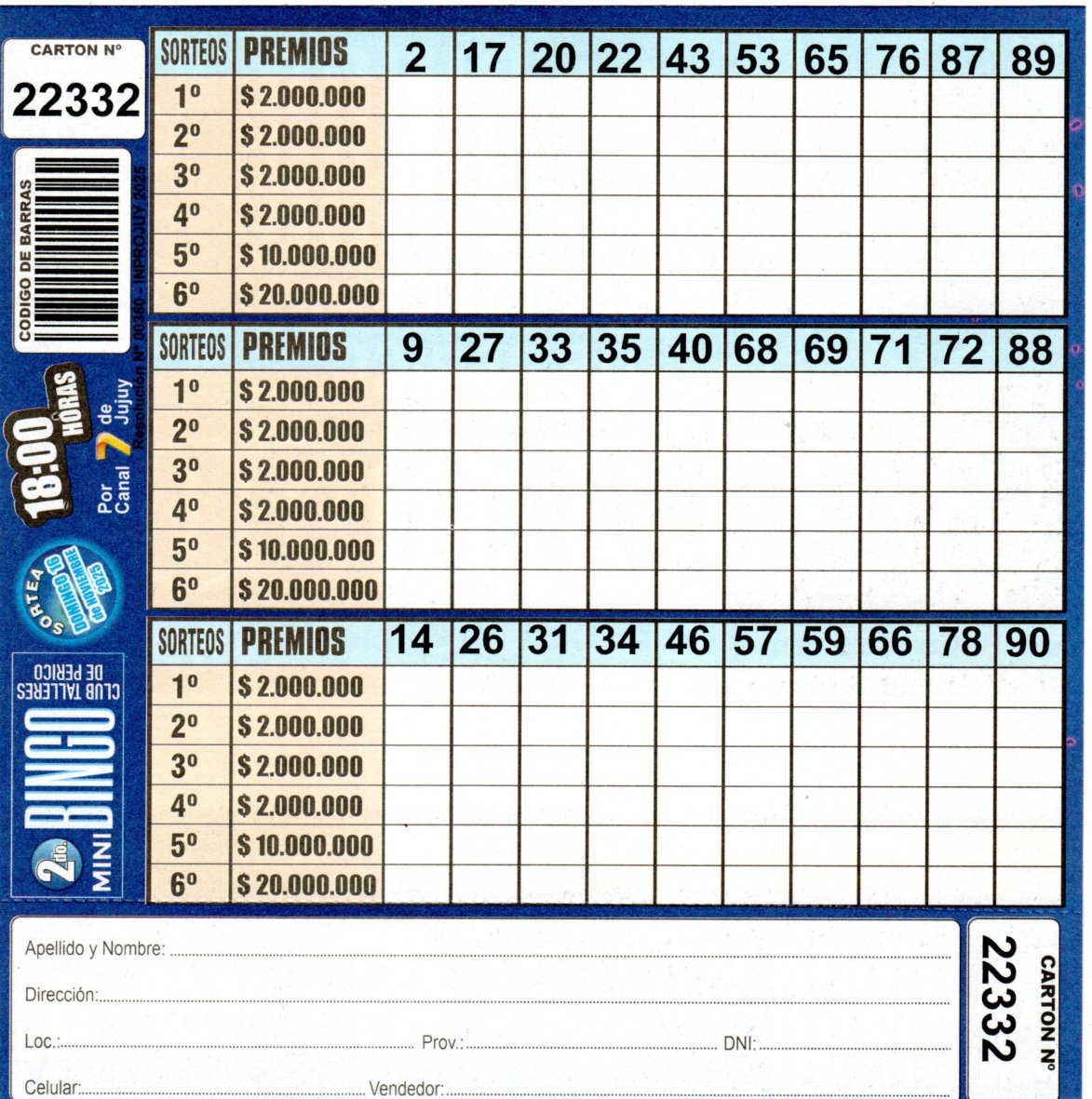 4 MINI Bingo TALLERES - Cartón 22332 - Image 2