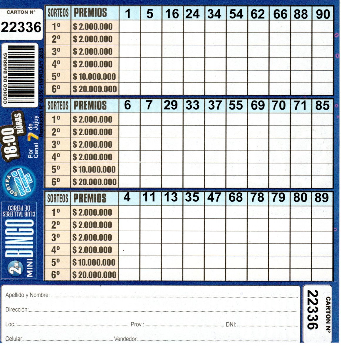 4 MINI Bingo TALLERES - Cartón 22336 - Image 2