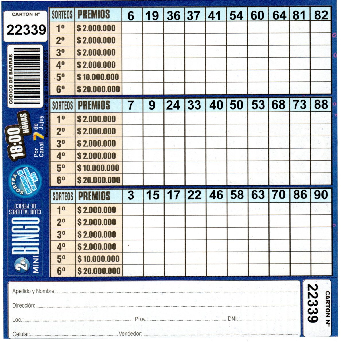 4 MINI Bingo TALLERES - Cartón 22339 - Image 2