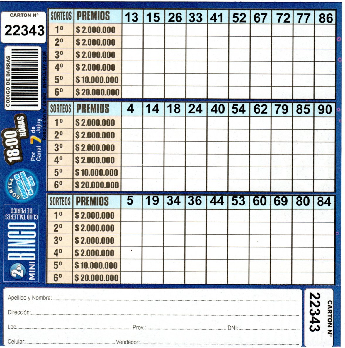 4 MINI Bingo TALLERES - Cartón 22343 - Image 2