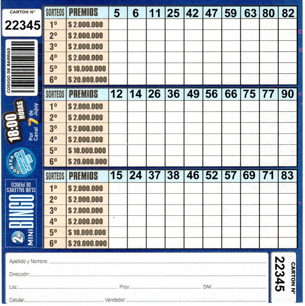 4 MINI Bingo TALLERES - Cartón 22345 - Image 2