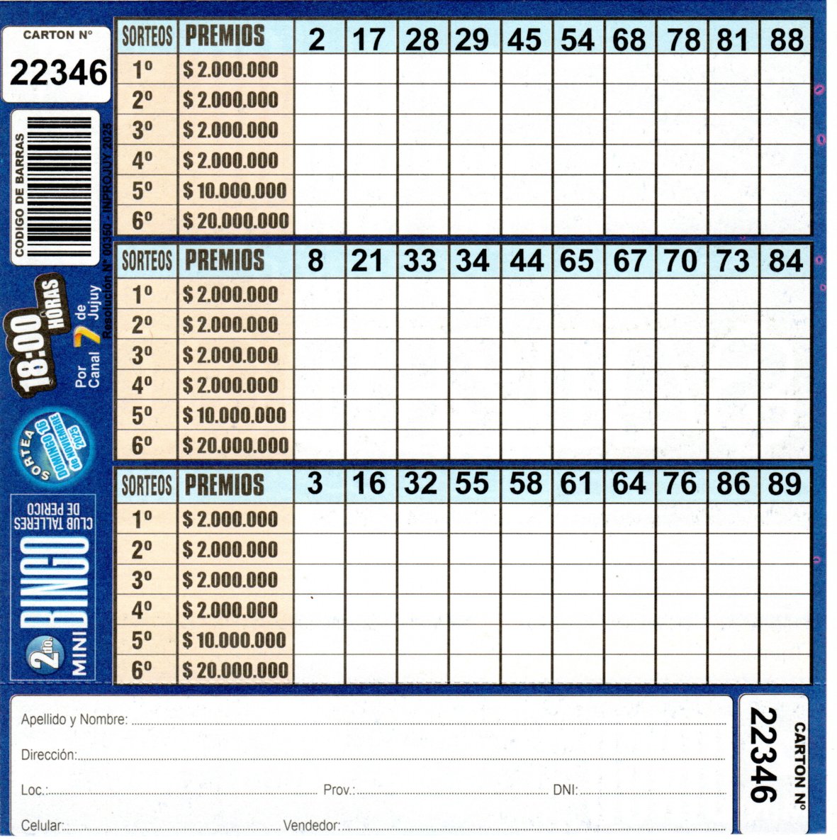 4 MINI Bingo TALLERES - Cartón 22346 - Image 2