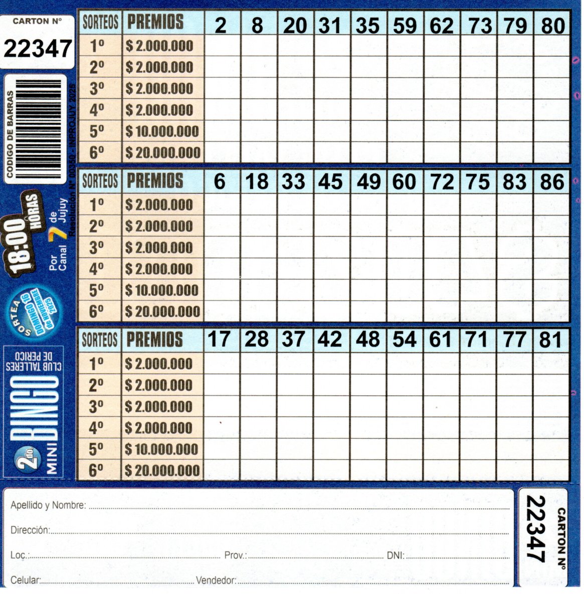 4 MINI Bingo TALLERES - Cartón 22347 - Image 2