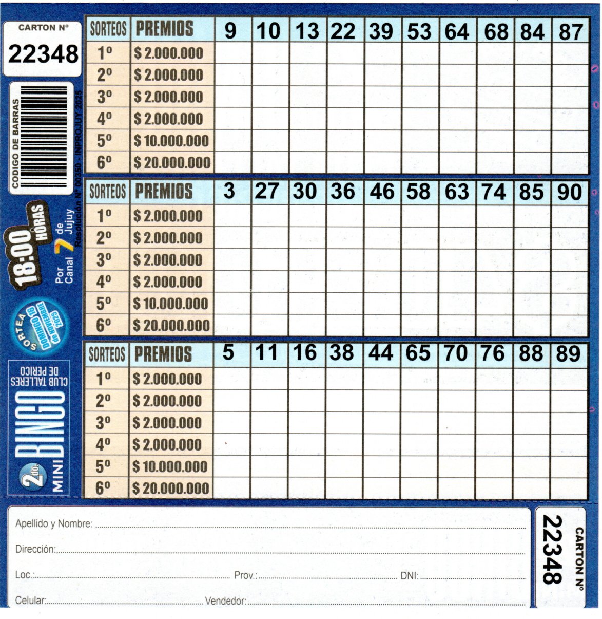 4 MINI Bingo TALLERES - Cartón 22348 - Image 2