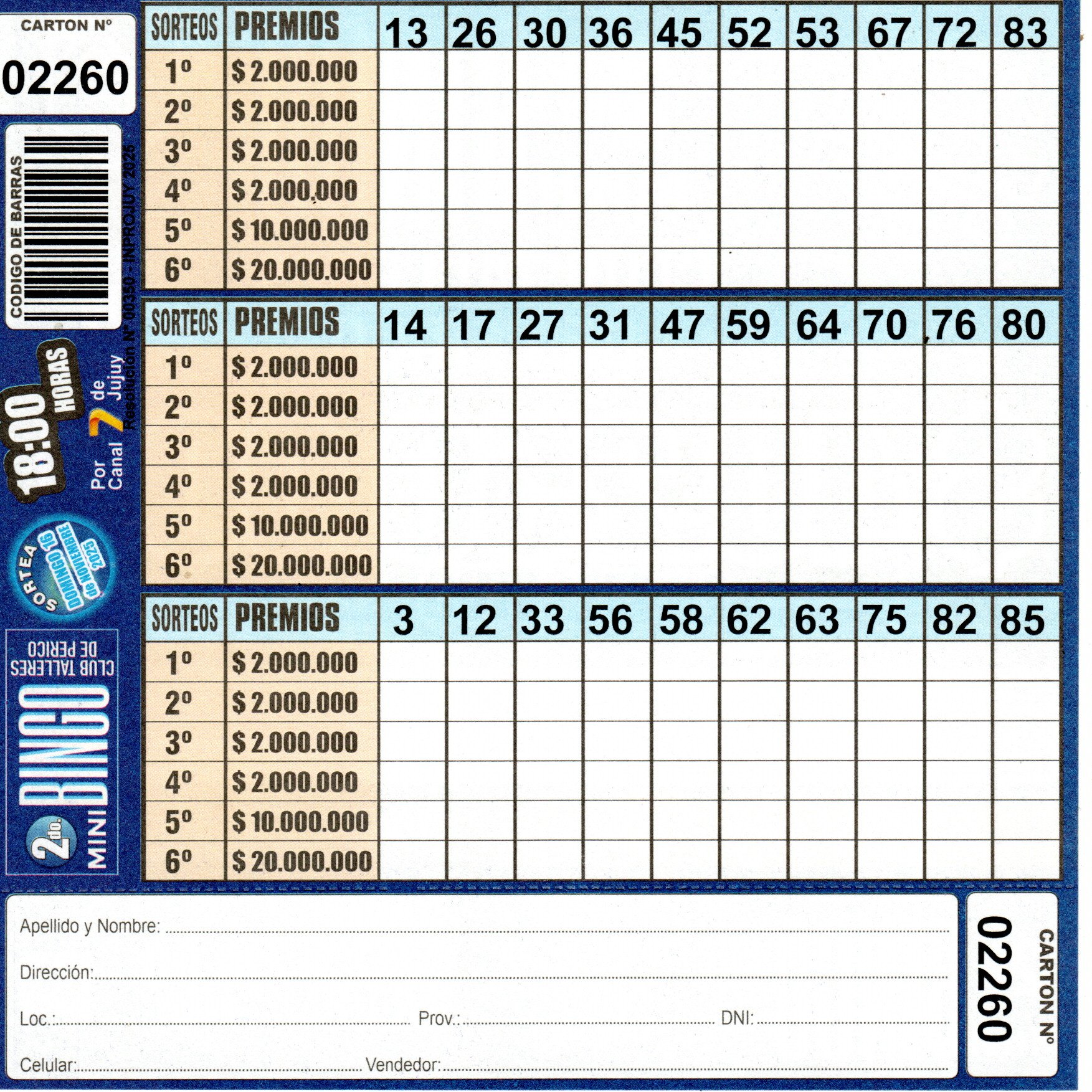 4 MINI Bingo TALLERES - Cartón 2260 - Image 2