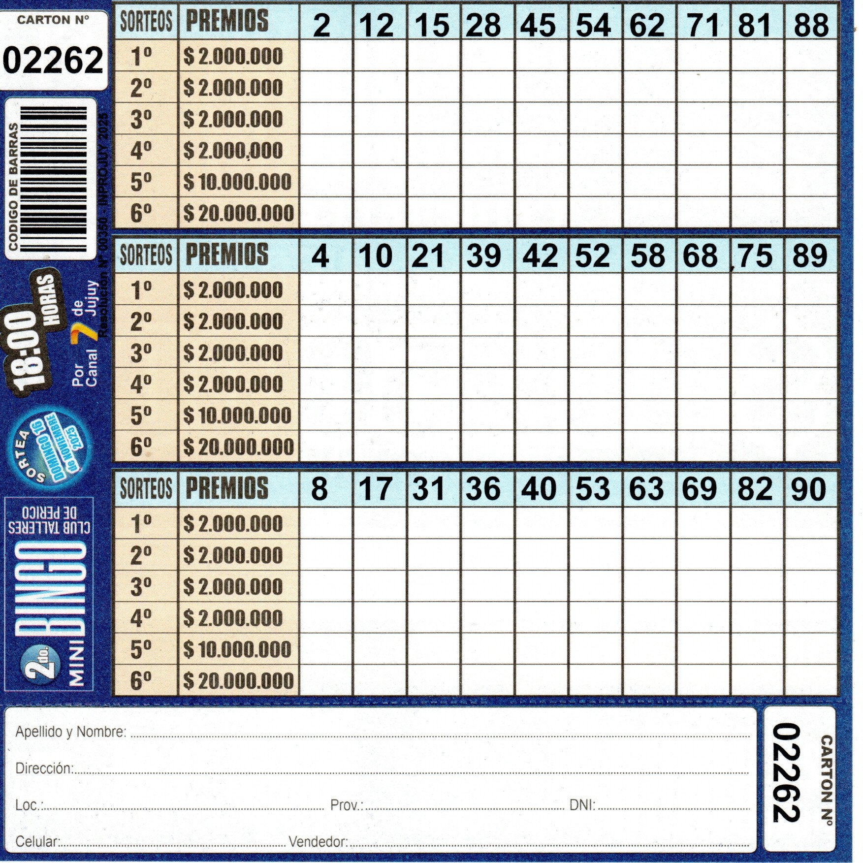 4 MINI Bingo TALLERES - Cartón 2262 - Image 2