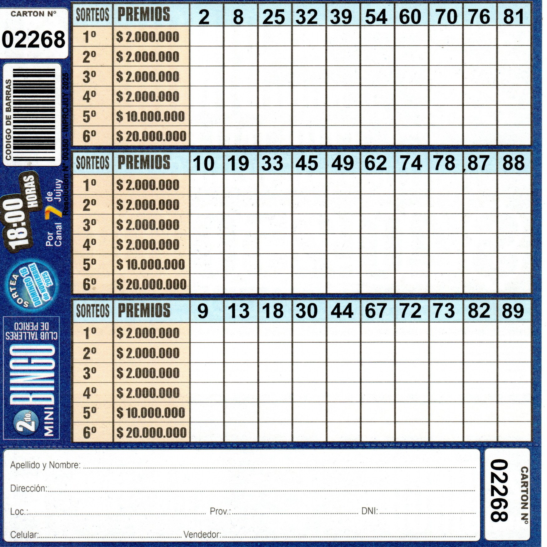4 MINI Bingo TALLERES - Cartón 2268 - Image 2