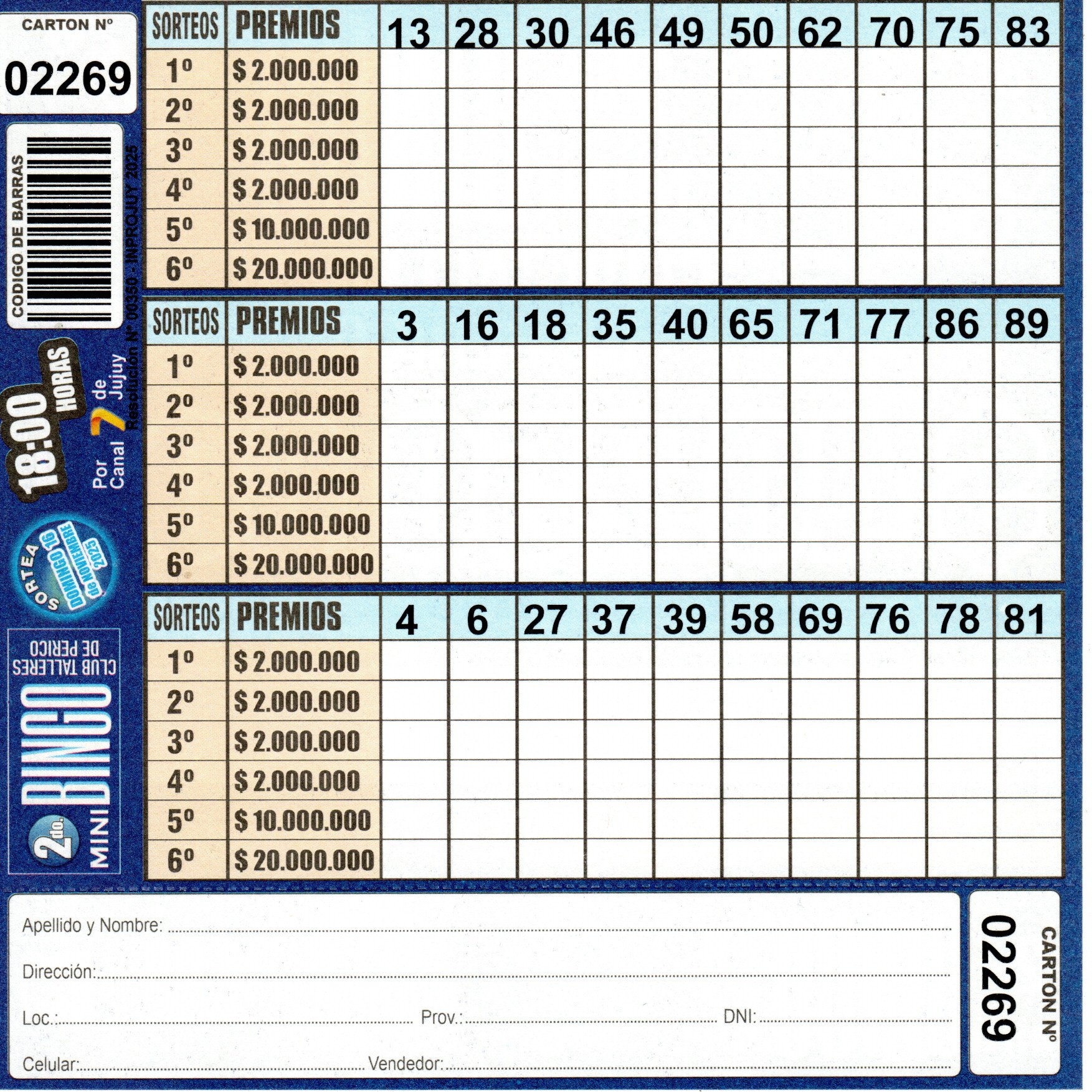 4 MINI Bingo TALLERES - Cartón 2269 - Image 2