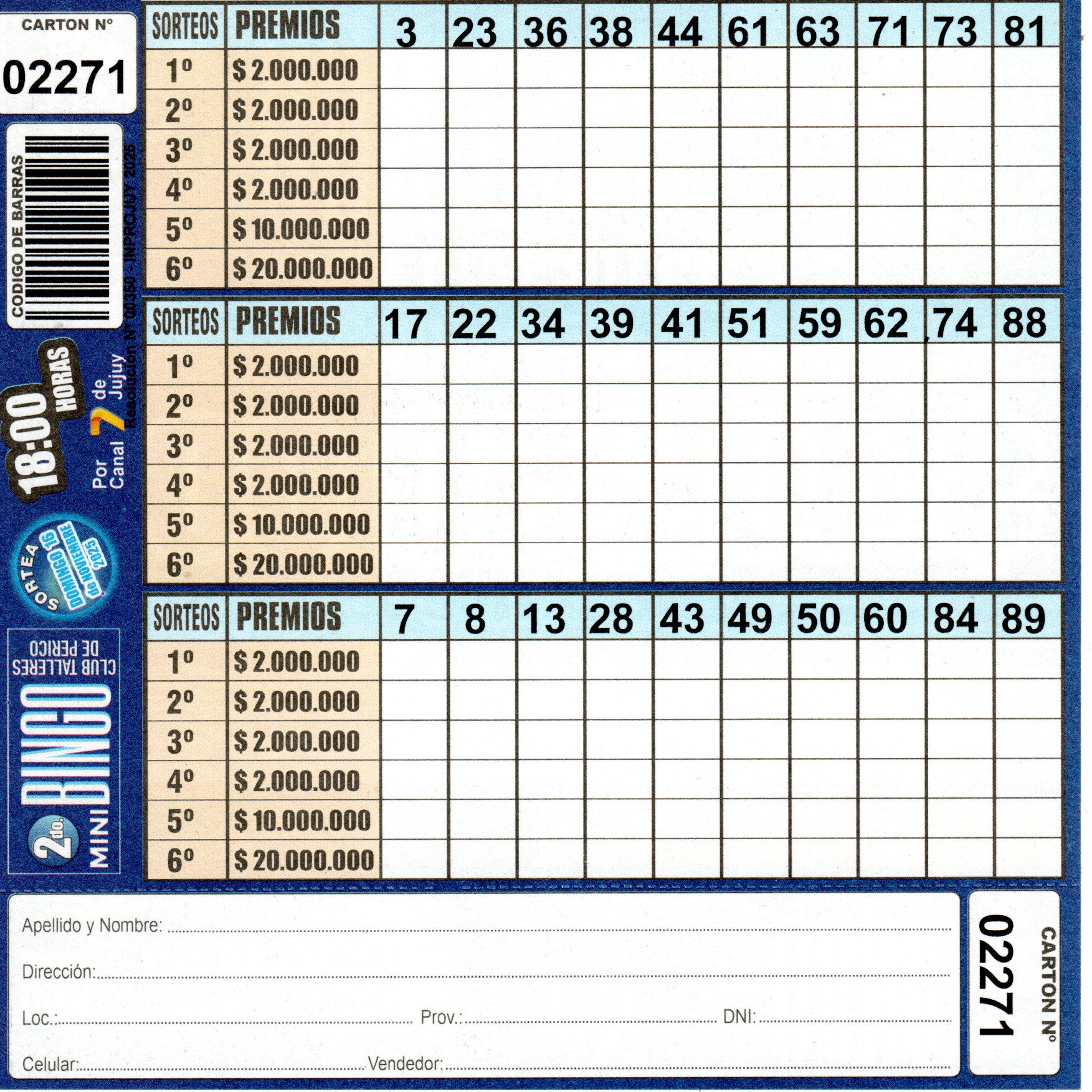 4 MINI Bingo TALLERES - Cartón 2271 - Image 2