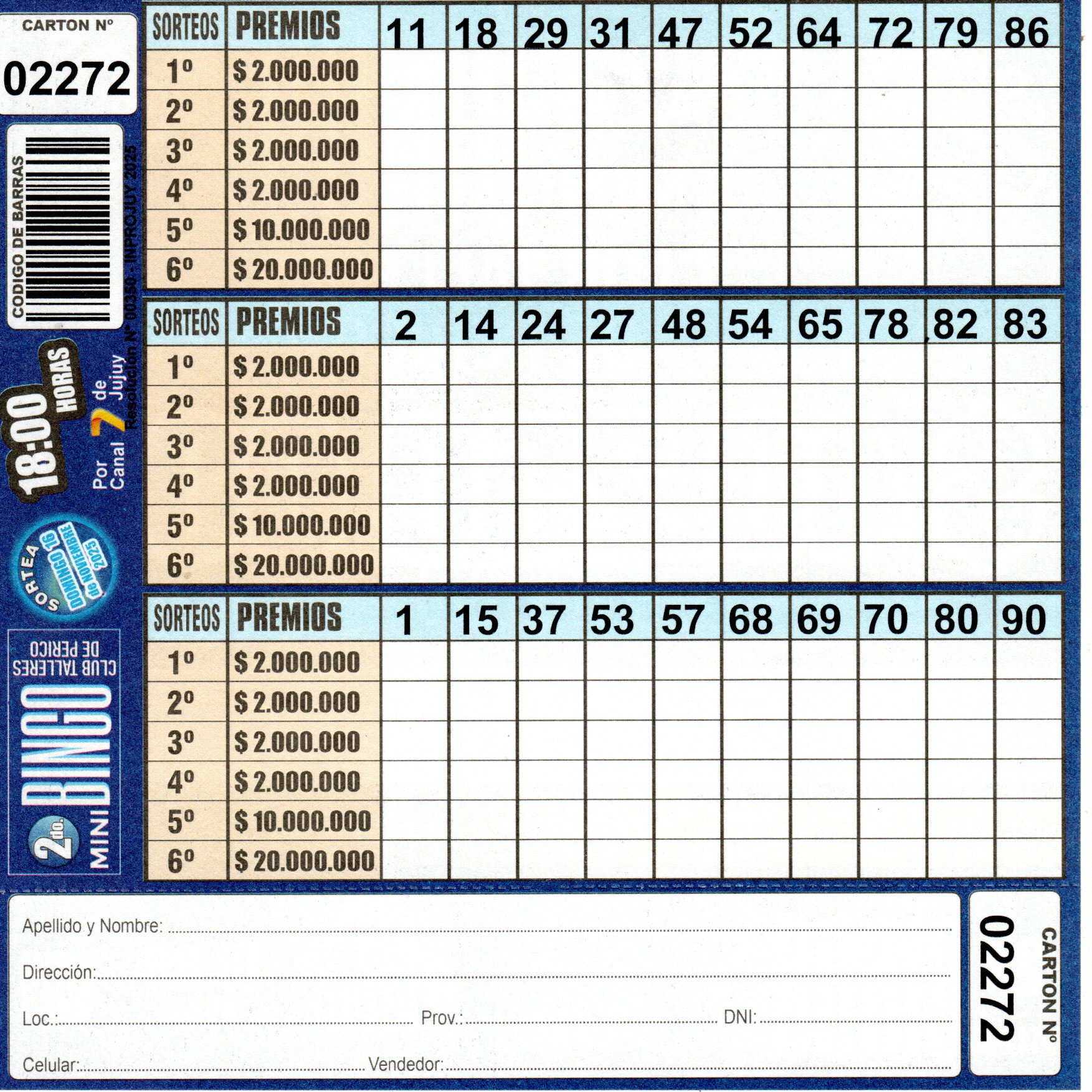 4 MINI Bingo TALLERES - Cartón 2272 - Image 2