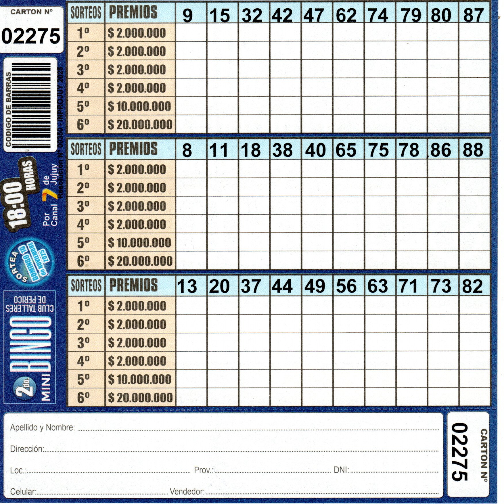 4 MINI Bingo TALLERES - Cartón 2275 - Image 2