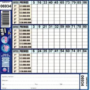 3 MINI Bingo TALLERES - Cartón 6934