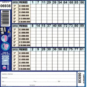 3 MINI Bingo TALLERES - Cartón 6938