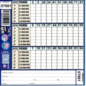 3 MINI Bingo TALLERES - Cartón 7881