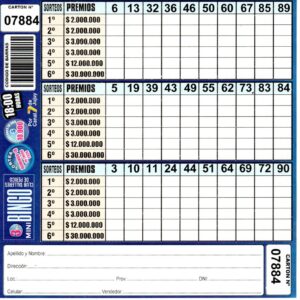 3 MINI Bingo TALLERES - Cartón 7884