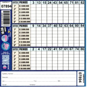 3 MINI Bingo TALLERES - Cartón 7894