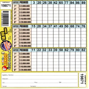 4 MINI Bingo ZAPLA - Cartón 19871