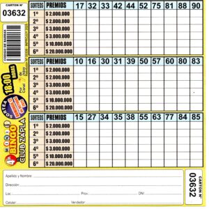 4 MINI Bingo ZAPLA - Cartón 3632