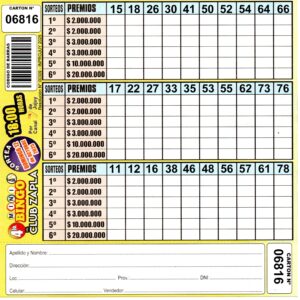 4 MINI Bingo ZAPLA - Cartón 6816