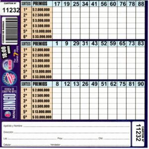 4 MINI Bingo TALLERES - Cartón 11232