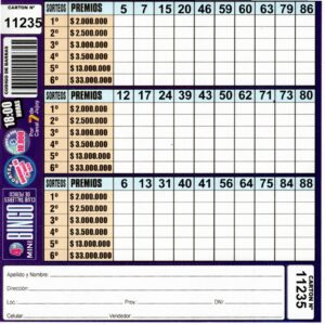 4 MINI Bingo TALLERES - Cartón 11235