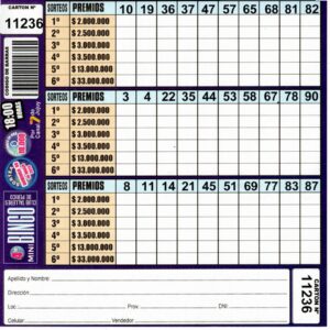 4 MINI Bingo TALLERES - Cartón 11236