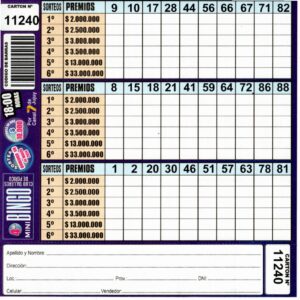 4 MINI Bingo TALLERES - Cartón 11240