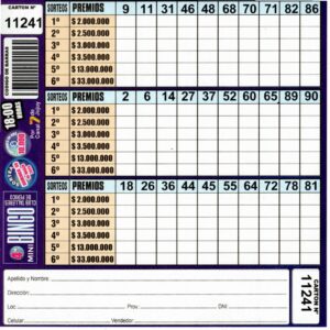 4 MINI Bingo TALLERES - Cartón 11241