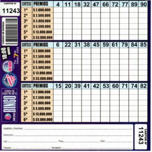 4 MINI Bingo TALLERES - Cartón 11243