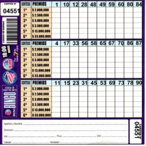 4 MINI Bingo TALLERES - Cartón 4551