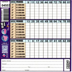 4 MINI Bingo TALLERES - Cartón 4553