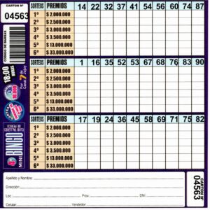 4 MINI Bingo TALLERES - Cartón 4563