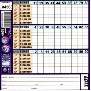 4 MINI Bingo TALLERES - Cartón 4568