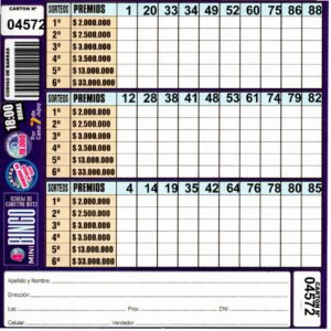 4 MINI Bingo TALLERES - Cartón 4572