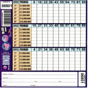 4 MINI Bingo TALLERES - Cartón 6801