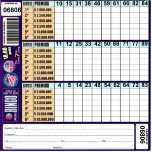 4 MINI Bingo TALLERES - Cartón 6806