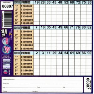 4 MINI Bingo TALLERES - Cartón 6807