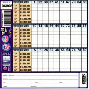 4 MINI Bingo TALLERES - Cartón 6808