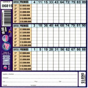 4 MINI Bingo TALLERES - Cartón 6815